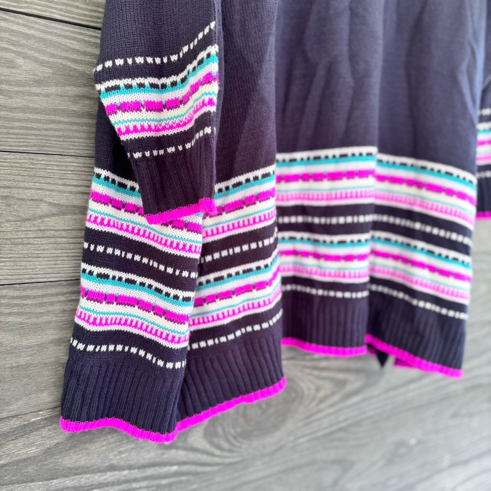 Lane Bryant Cardigan Sweater Open Front Fair Isle
Knit Navy Blue Womens 22/24 - Picture 3 of 3